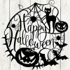Happy Halloween Pumpkin Metal Sign Spooky Pumpkin Bat Black Cat Sign Halloween Decoration for Home 1
