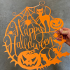 Happy Halloween Pumpkin Metal Sign Spooky Pumpkin Bat Black Cat Sign Halloween Decoration for Home 2