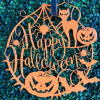Happy Halloween Pumpkin Metal Sign Spooky Pumpkin Bat Black Cat Sign Halloween Decoration for Home 3