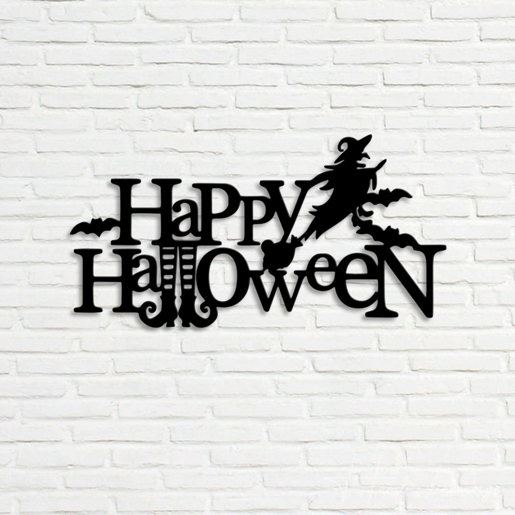 Happy Halloween Witch Metal Sign Halloween Home Decor 1