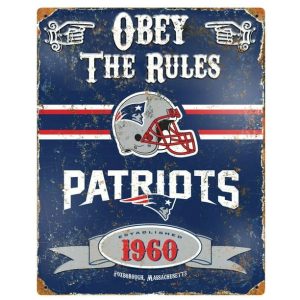 Obey The Rules New England Patriots Est 1960 Classic Metal Sign Football Signs Gift for Fans