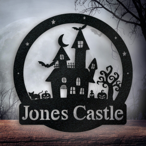 Personalized Halloween Haunted Castle Metal Sign Haunted House Sign Halloween Decoration For Home 2