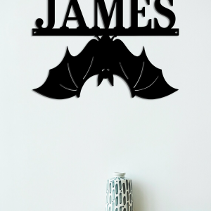 Personalized Name Bat Sign Custom Family Name Metal Signs Halloween Decoration for Home