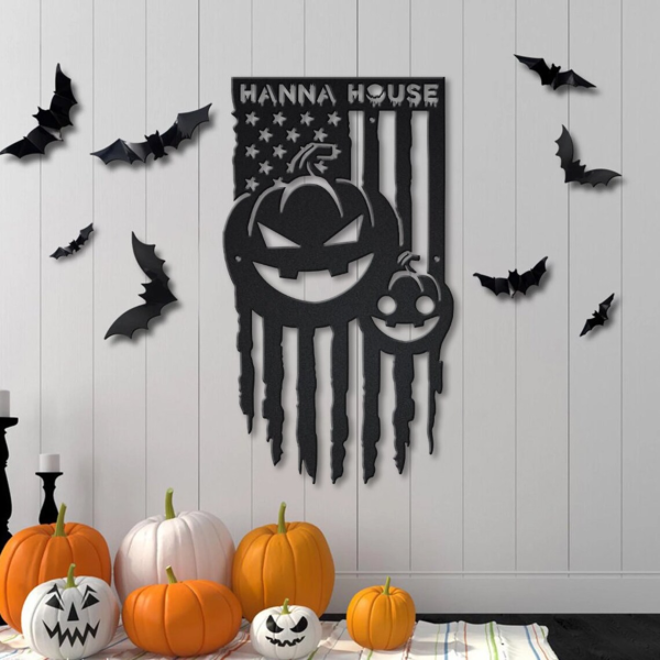 Personalized US Pumpkin Halloween Metal Sign Halloween Decoration For Home