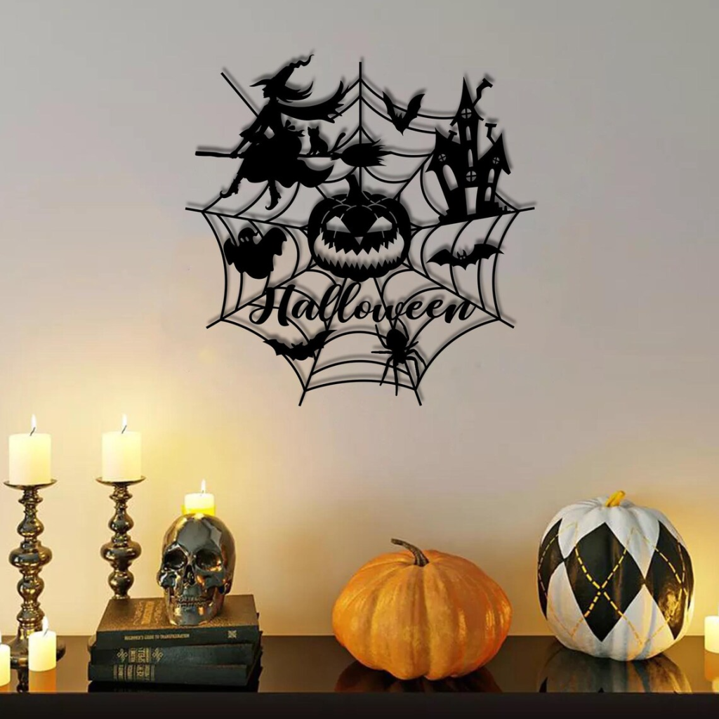 Pumpkin Halloween Metal Sign Witch Signs Halloween Decoration for Home 1
