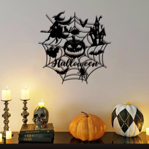 Pumpkin Halloween Metal Sign Witch Signs Halloween Decoration for Home 1