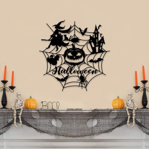Pumpkin Halloween Metal Sign Witch Signs Halloween Decoration for Home 2
