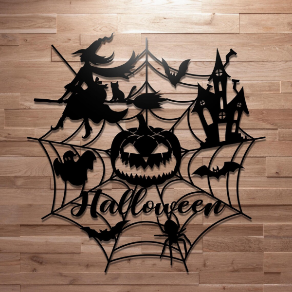 Pumpkin Halloween Metal Sign Witch Signs Halloween Decoration for Home