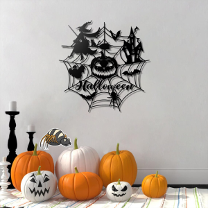 Pumpkin Halloween Metal Sign Witch Signs Halloween Decoration for Home 4