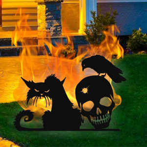 Scary Black Cat Metal Sign Halloween Yard Decoration Spoky Outdoor Decor Art 2