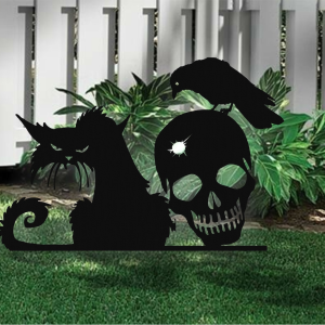 Scary Black Cat Metal Sign Halloween Yard Decoration Spoky Outdoor Decor Art 4