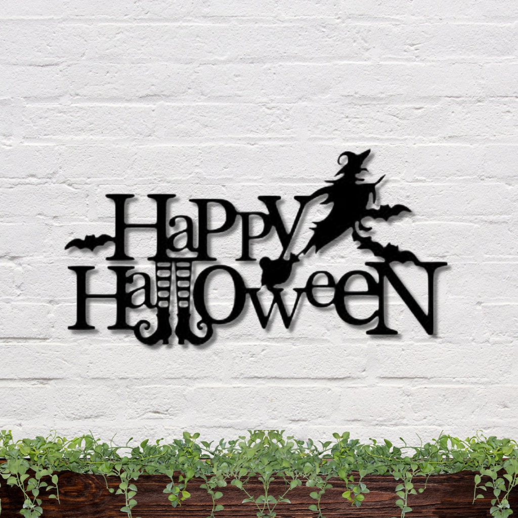 Trick Or Treat Metal Sign Scary Bat Signs Halloween Decoration for Home 1