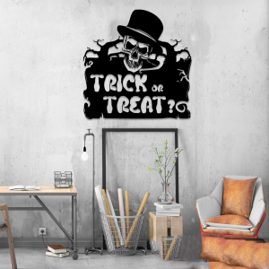 Trick or Treat Skull Metal Sign Horror Ghost Signs Halloween Decoration for Home 3