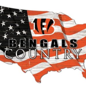 Cincinnati Bengals USA Country Flag Metal Sign Football Signs Gift for Fans