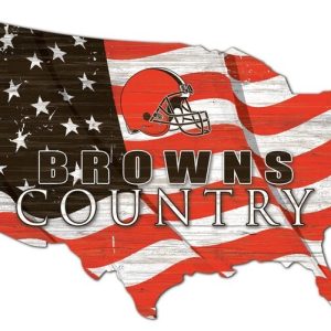 Cleveland Browns USA Country Flag Metal Sign Football Signs Gift for Fans