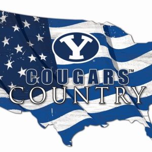 BYU Cougars USA Country Flag Metal Sign Brigham Young University Athletics Signs Gift for Fans