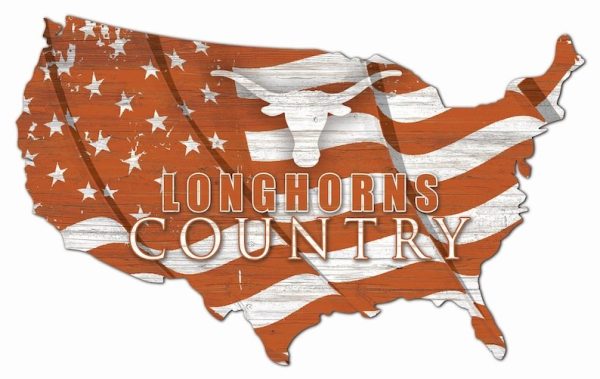 Texas Longhorns USA Country Flag Metal Sign The University of Texas Athletics Signs Gift for Fans
