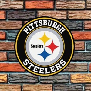 Pittsburgh Steelers Round Metal Sign Football Signs Gift for Fans