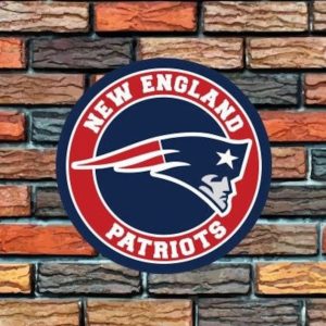 New England Patriots Logo Round Metal Sign Football Signs Gift for Fans