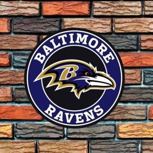 Baltimore Ravens Logo Round Metal Sign Football Signs Gift for Fans