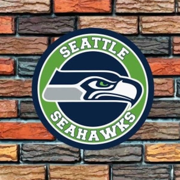 Seattle Seahawks Logo Round Metal Sign Football Signs Gift for Fans