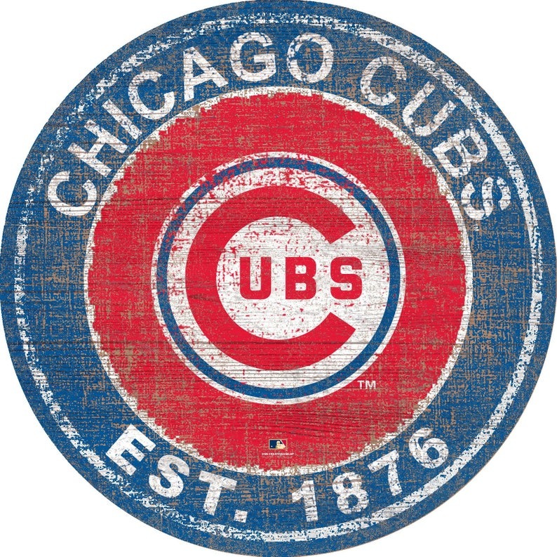 Chicago Cubs Round Baseball Metal Sign