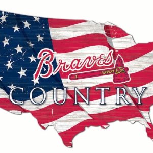 Atlanta Braves USA Country Flag Metal Sign Baseball Signs Gift for Fans