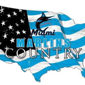 Miami Marlins USA Country Flag Team Metal Sign Baseball Signs Gift for Fans