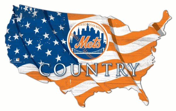 New York Mets USA Country Flag Team Metal Sign Baseball Signs Gift for Fans