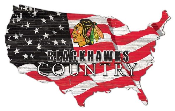 Chicago Blackhawks USA Country Flag Metal Sign Ice Hockey Signs Gift for Fans