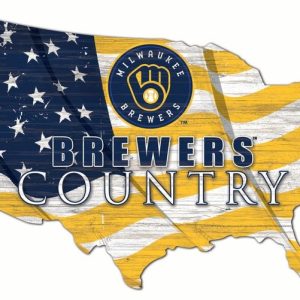 Milwaukee Brewers USA Country Flag Metal Sign Baseball Signs Gift for Fans