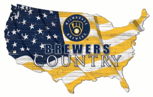 Milwaukee Brewers USA Country Flag Metal Sign Baseball Signs Gift for Fans