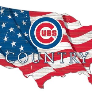 Chicago Cubs USA Country Flag Team Metal Sign Baseball Signs Gift for Fans