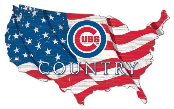 Chicago Cubs USA Country Flag Team Metal Sign Baseball Signs Gift for Fans