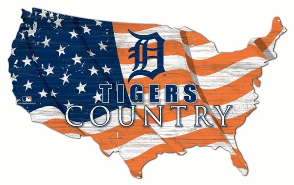 Detroit Tigers USA Country Flag Team Metal Sign Baseball Signs Gift for Fans