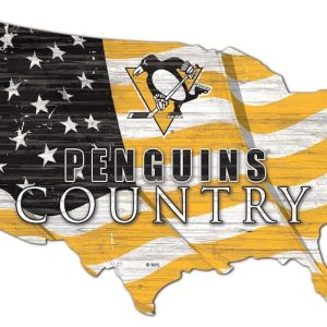 Pittsburgh Penguins USA Country Flag Metal Sign Ice Hockey Signs Gift for Fans