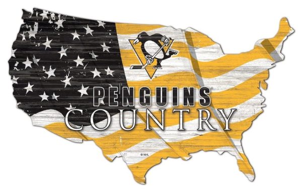 Pittsburgh Penguins USA Country Flag Metal Sign Ice Hockey Signs Gift for Fans