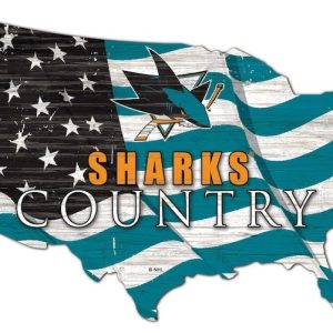 San Jose Sharks USA Country Flag Metal Sign Ice Hockey Signs Gift for Fans