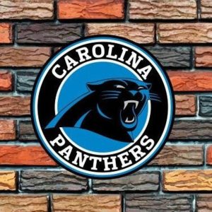 Carolina Panthers Logo Round Metal Sign Football Signs Gift for Fans