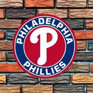 Philadelphia Phillies Logo Round Metal Sign Baseball Signs Gift for Fans