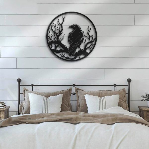 Personalized Spooky Crow Moon Metal Wall Art Halloween Decoration for Home