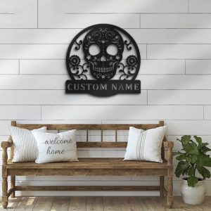 Custom Sugar Skull Metal Wall Art Dia De Los Muertos Halloween Decoration for Home