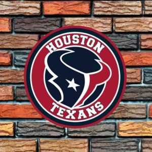 Houston Texans Logo Round Metal Sign Football Signs Gift for Fans