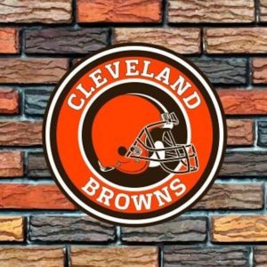 Cleveland Browns Logo Round Metal Sign Football Signs Gift for Fans