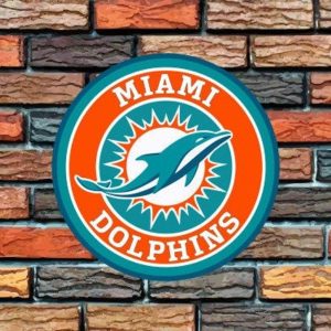 Miami Dolphins Logo Round Metal Sign Football Signs Gift for Fans