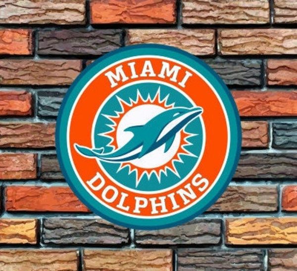 Miami Dolphins Logo Round Metal Sign Football Signs Gift for Fans