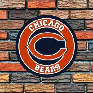 Chicago Bears Logo Round Metal Sign Football Signs Gift for Fans