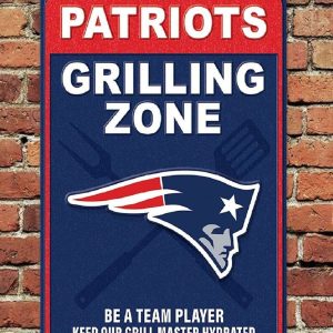 New England Patriots Grilling Zone Be A Team Player Keep Our Grill Master Hidrated Printed Metal Sign