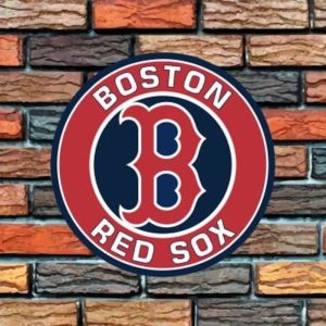 Boston Red Sox Logo Round Metal Sign Baseball Signs Gift for Fans