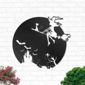 Cat Witch Halloween Metal Wall Art Halloween Decoration for Home